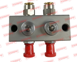 Preview: 147726 Kempf Nippelblock 2-fach Stahl 180° montiert